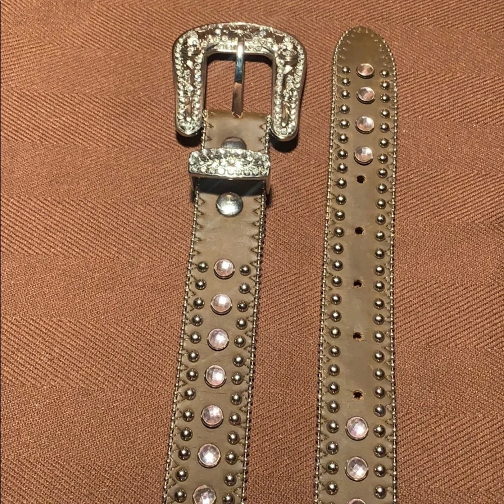 Nakona studded bedazzled statement belt w/buckle